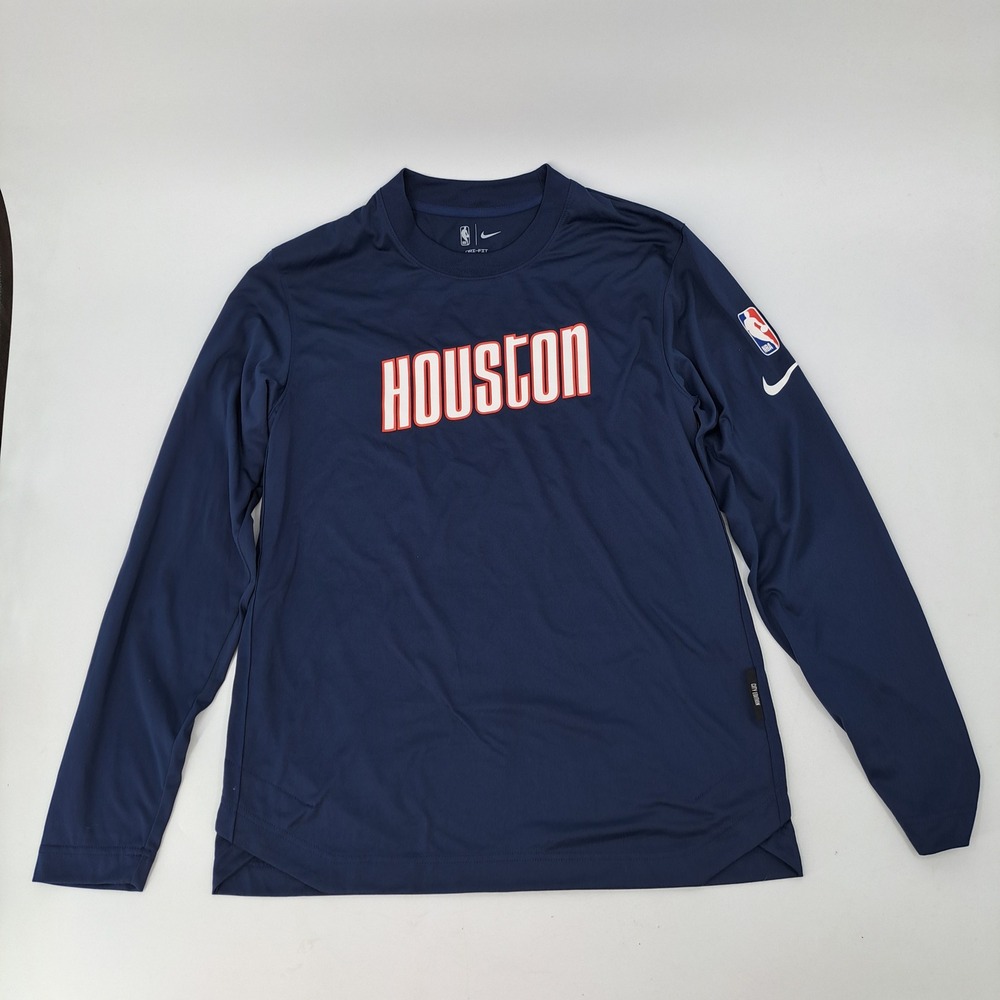 Nike NBA Houston Rockets Shirt Mens Small Polyester Navy Blue City Edition Long